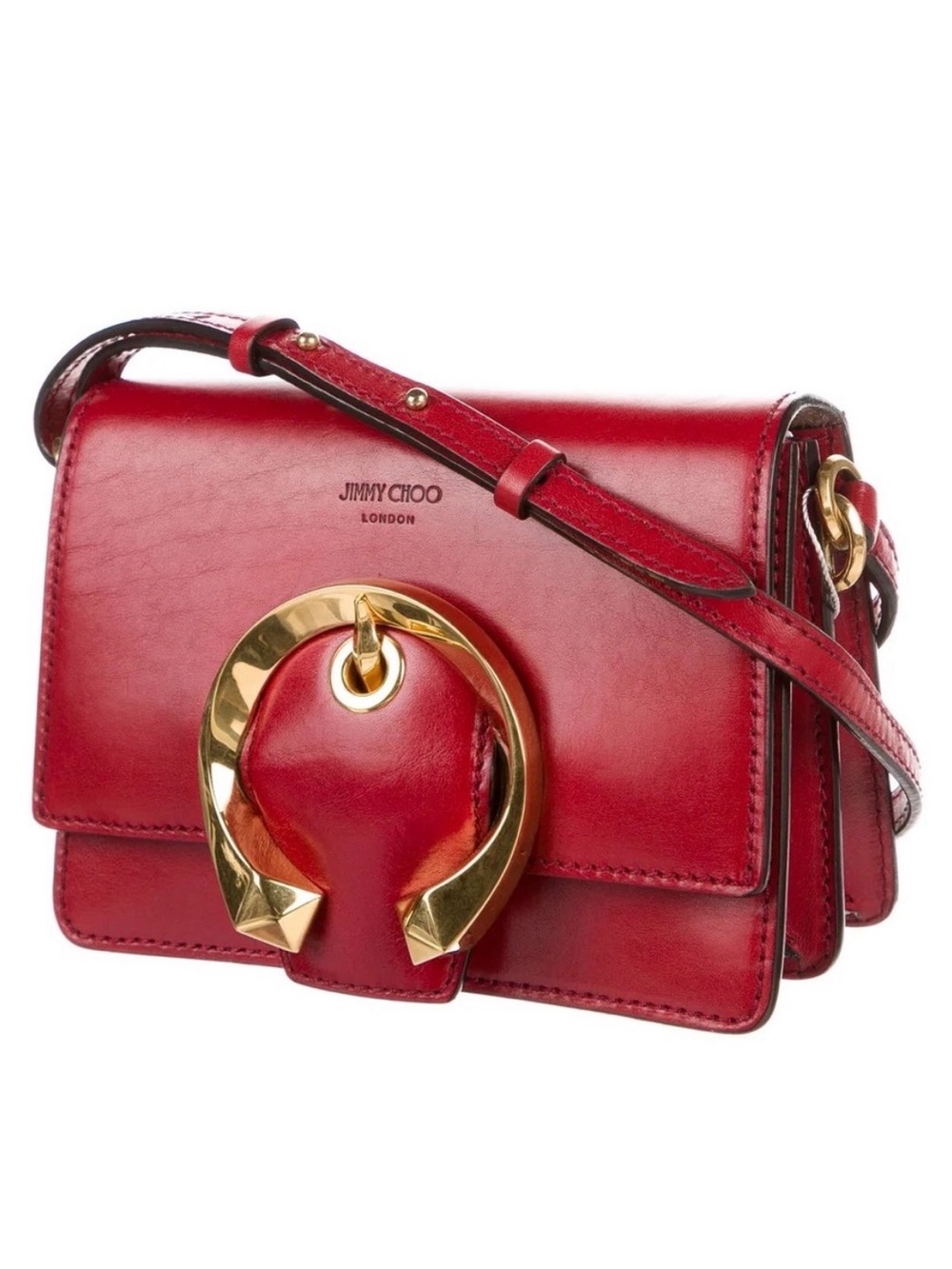 Jimmy Choo Madeline Red Leather Crossbody Bag Gold Hardware